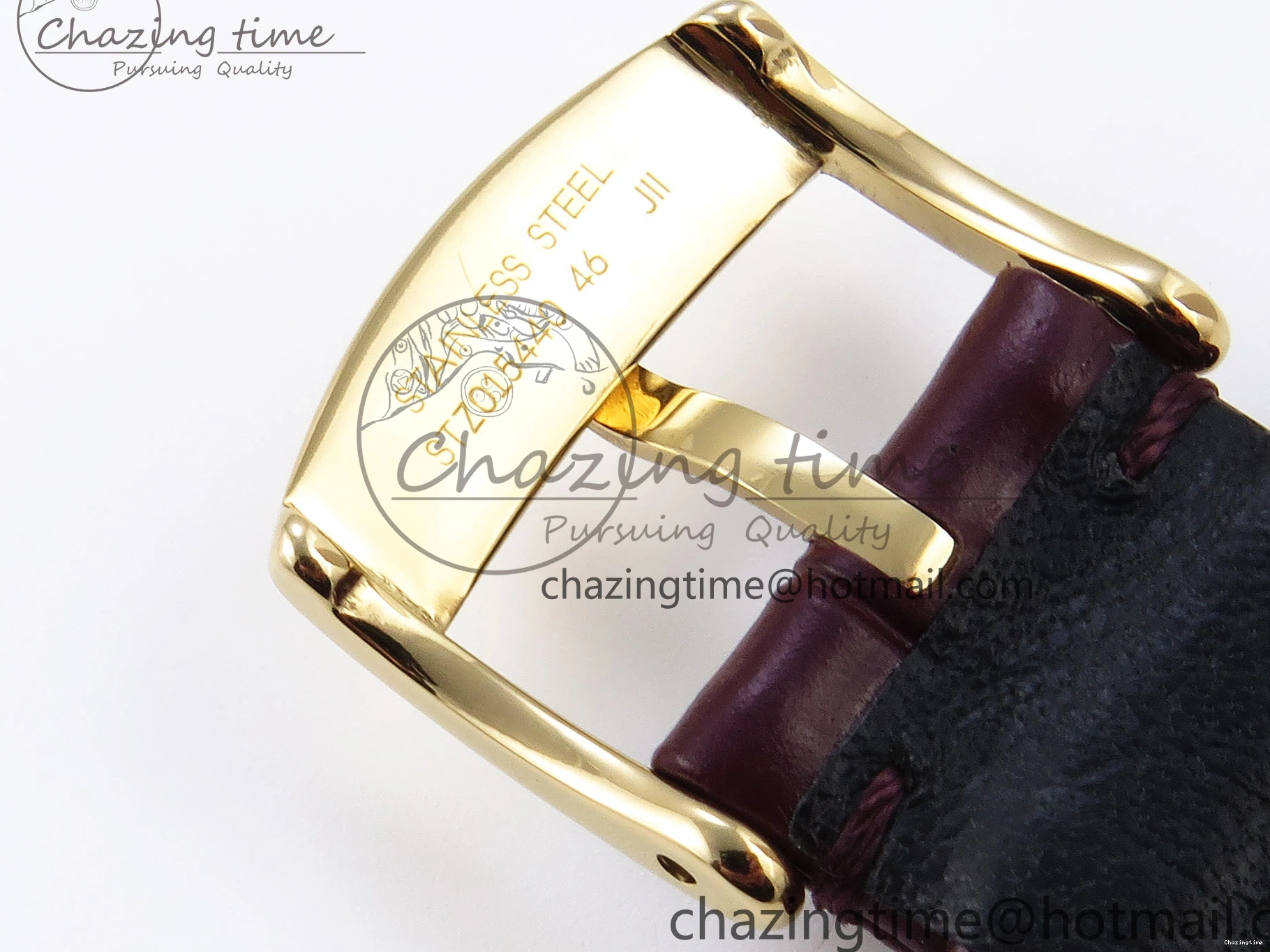 0421 De Ville Date YG MKF 1:1 Best Edition White Textured Dial Diamonds Marker on Brown Leather Strap A WaterResistant 7754